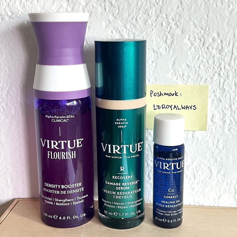 Virtue Haircare Bundle Density Booster, Damage Reverse Serum, Healing Oil